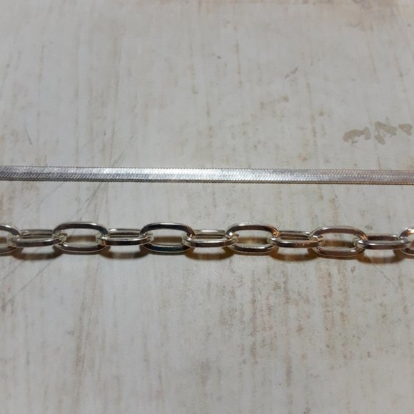 Choker Necklace Set Silver Boho Link & Snake Chain - Picture 3 of 6